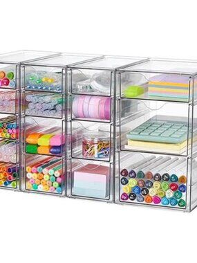Clear Drawer Organizer 16 Drawer Desk Storage Makeup Organizer Plastic